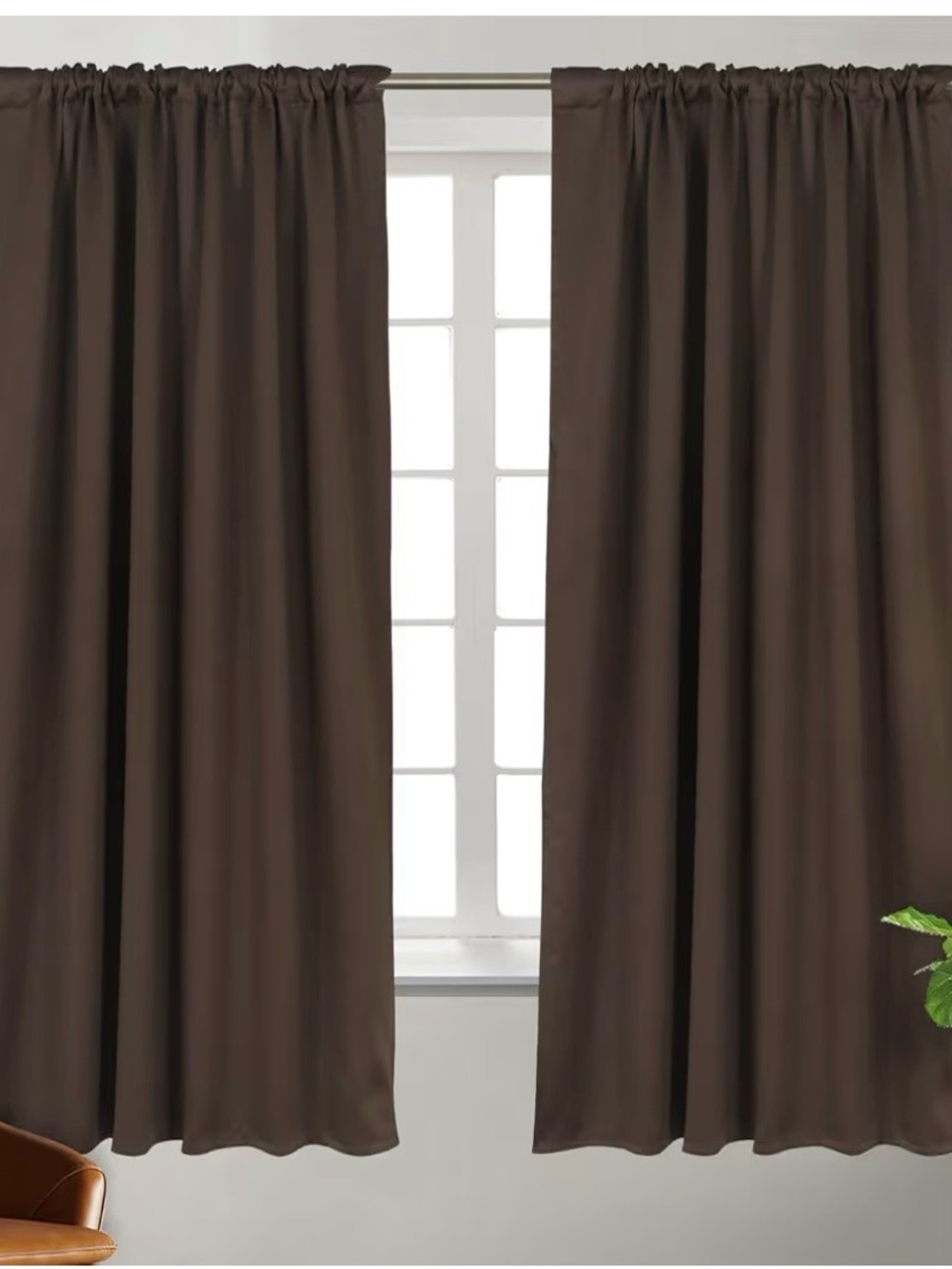EUC BGment Brown Blackout Curtains; 2 Panels each 52”W x 62”L